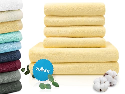 Zollner Juego De Toallas De Baño 6 Piezas, Amarillo, 100 Algodón, 400g Zollner Juego De Toallas De Baño 6 Piezas, Amarillo, 100 Algodón, 400g