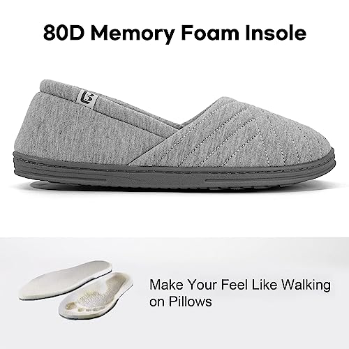 Longbay Women’s Cotton Jersey Slippers Comfy Breathable Memory Foam House Shoes (Medium / 7-8, Gray) #TOP3