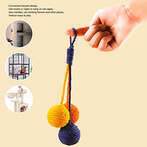 Bola de Fio de Chocalho de Gato, Design de Cordão Mastigar Garras de Moagem Bolas de Fio de Gato par