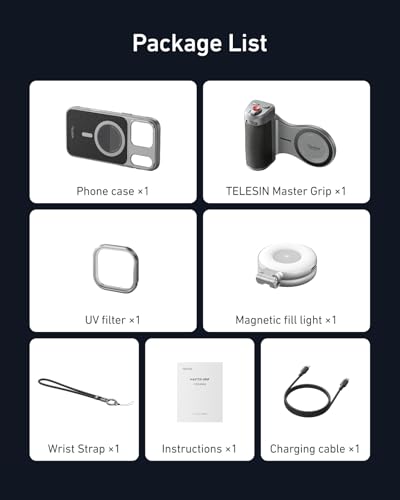 Master Grip Kit for iPhone 17 Series,Magnetic Phone Camera Grip with Selfie Light+UV Filters,Creator Kit Battery Wireless Charging Powergrip-Cooling Graphene Case (iPhone 17 Pro Max Creator Combo) - image 8