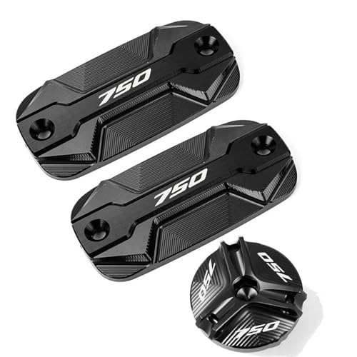 Tapas de depósito de freno y tapa de aceite de motor para moto Honda Forza 750 (3 piezas, negro)