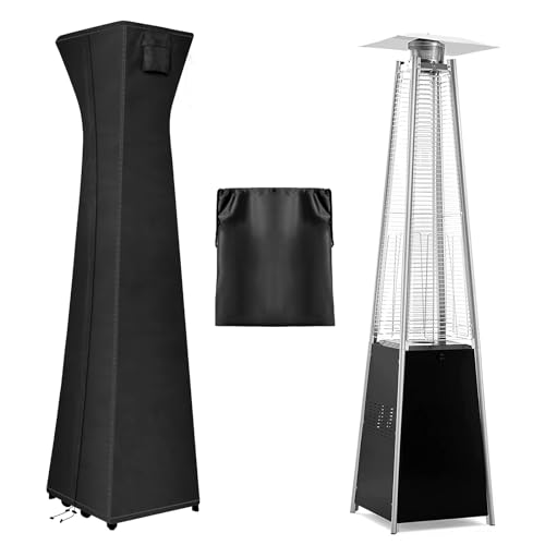 OutdoorLines Waterproof Outdoor Patio Heater Covers with Zipper and Storage Bag Dust-proof UV-Resistant Windproof Propane Heavy Duty Heater Cover for Standing Heater 1 Pack-90Hx23Lx23W inch Black