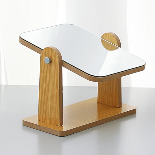 Espejo de maquillaje con soporte de bambú natural miniatura 4