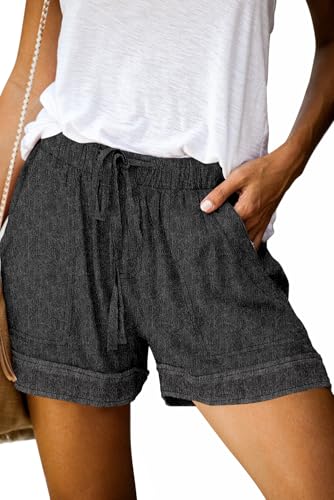 Image of KISSMODA Womens Summer Shorts Leopard /Camo /Solid /Floral Print Elastic Waist Pocketed Casual Pants