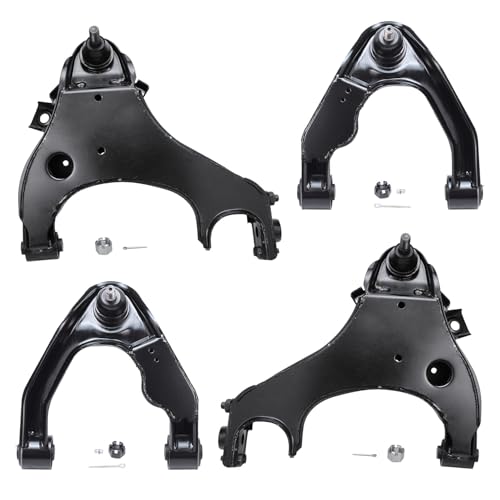 Image of Detroit Axle - 4pc Front End Control Arms for 2000-2004 Nissan Frontier Xterra Lower & Upper Control Arms w /Ball Joints 2001 2002 2003 Replacement