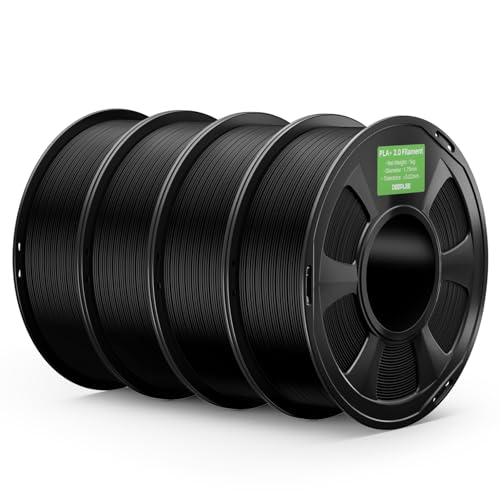 DEEPLEE PLA+ 2.0 Filament 1.75mm, Stronger Toughness 3D Printer Filament, Black 4KG, Upgrade PLA Plus 3D Printer Filament, High Speed PLA+ Filament for Most FDM 3D Drucker