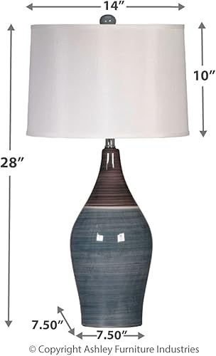 Miniatura 4 de Signature Design by Ashley Niobe Lámpara de mesa de cerámica esmaltada, 2 unidades, 28 pulgadas, multicolor y gris