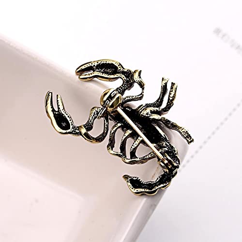 Image of Scorpion Enamel Pin Black Gold Scorpion Insect Brooch Personality Corsage Bouquet Lapel Pin Scarf Shawl Decoration Accessories for Women Men