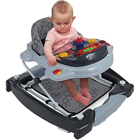 Baby Spiel Lauflernhilfe Schaukelfunktion höhenverstellbar mitwachsend Walker Spielzeug Melodien Licht Sicherheitsstopper Bremsen (Grau) Cover