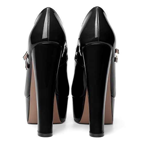 MOVINSTEPS Womens Night Club Round Toe Dress Patent Platform Dual Straps Buckle Mary Jane Block High Heel Pumps Shoes 6 Inch4