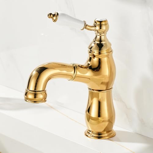 Mitigeur à douchette extractible en laiton vintage pour lavabo de salle de bain chic