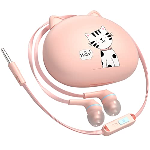 UKCOCO Ecouteur Filaire Enfant avec Étui Chat Mignon, Écouteurs Crochet pour Enfants Prise Jack...