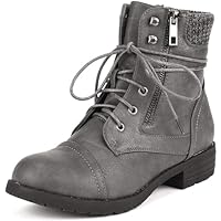 DREAM PAIRS Women's Lace Up Combat boots Ankle Booties
