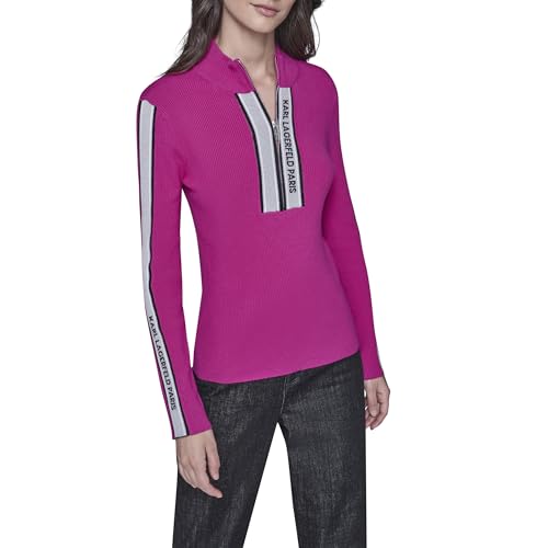 KARL LAGERFELD Paris Women's Sweater, Bright Jewel Pink, Medium