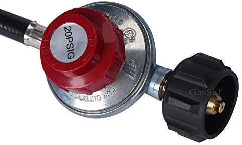 GasSaf 5FT 20 PSI Adjustable High Pressure Propane Regulator with Hose, Come with 1/8 MNPT Pipe Fitting, Fits for LP Gas Cooker, Burner, Turkey Fryer, Smoker Connect to QCC1 Propane Tank
