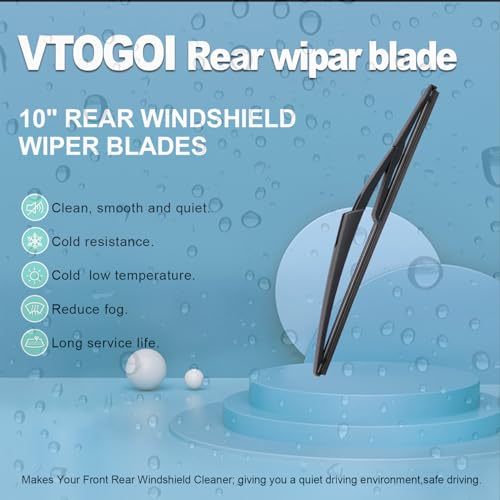 Image of VTOGOI Original Factory Quality Rear Windshield Wiper Blades Replacement For Mini Cooper R50 R53 2001-2006,Mini Cooper R56 2006-2012,Easy To Install 10 inch(Pack of 1)