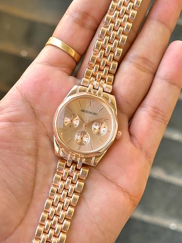 Image of AMERICANVIBER Rose Gold Women Watches | Girl Watch | Watch for Women | Diamond Studed | Premium Design | Trendy Fashionable | Under 499