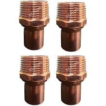 EZ-FLUID 4Pcs 3/4" FTG x MIP LF Copper Bushing Male Adapter, Street FTG x MIP, Sweat To Male Threaded Adapter,Reducing Bushing Adapter Solder Copper Pipe Fittings Plumbing