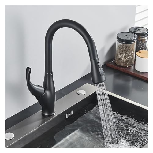 Grifo de cocina extraíble giratorio 360 grados monocomando negro negro modelo C 7
