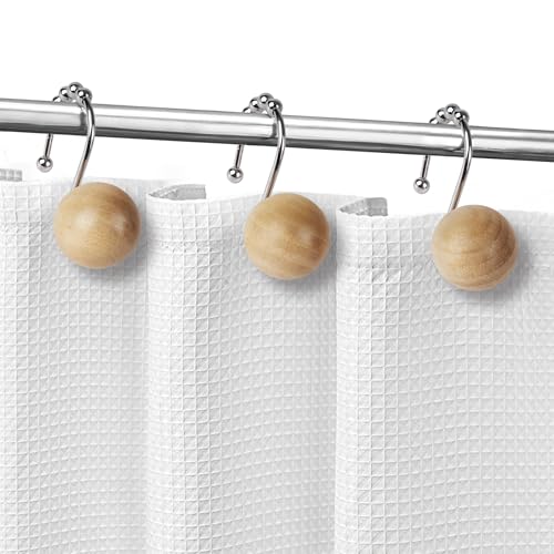 Ganchos de cortina de ducha boho de madera para baños rústicos 6