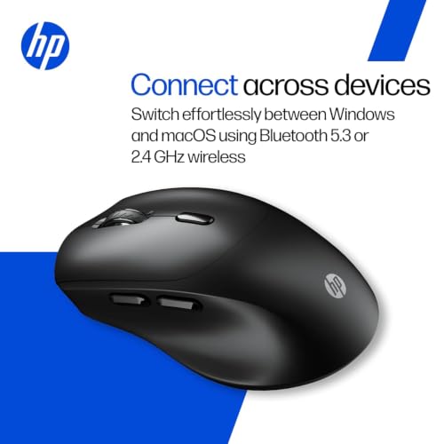 Image of HP M315 Dual Mode Mouse | Bluetooth 5.3 & 2.4GHz Wireless | 3200 DPI | 6 Buttons | Ambidextrous Design | Multi-Surface Optical Sensor | Windows & macOS | 3 Year Warranty | Black (B43SYAA)