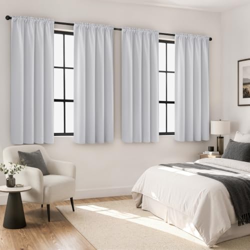 Image of MIULEE Greyish White Room Darkening Curtains for Bedroom 54 inch Long 4 Panels