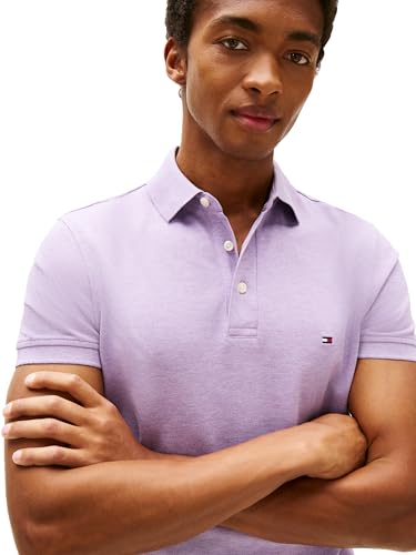 Image of Tommy Hilfiger Men's Short Sleeve Polo Shirts in Slim Fit with Stretch and Organic Pique Cotton