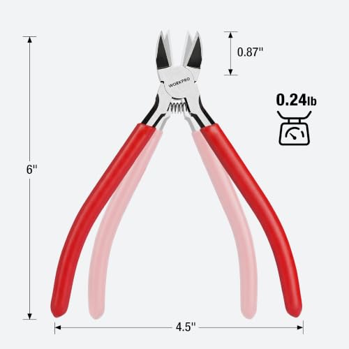Image of WORKPRO 2 Pack Wire Cutters, 6 Inch Precision Flush Cutters, Side Cutters | 2-Piece Diagonal Cutters with Carbon Steel, Ergonomic Handles for Crafts, Jewelry Making, Electronics, 3D Print, Floral