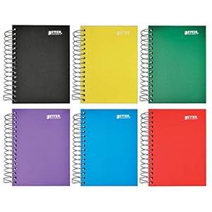 Better-Office-Products-Fat-Book-Spiral-Notebooks-6-Pack-Small-Notebooks-with-Poly-Plastic-Covers-55-x-4-inches-1-Subject-College-Rule-200-Sheets-6-Assorted-Primary-Colors-6-Count