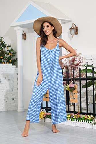 Image of BUENOS NINOS Women's V Neck Floral Maxi Dress Boho Printed Adjustable Spaghetti Strap Ethnic Beach Long Dress with Pockets