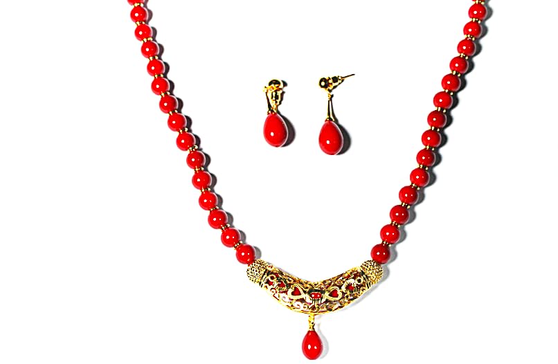 PIALI Dazzling Urban Micro-plated Gold Jewels ruby red moti mala 10101/6 months warranty (B0D39PY7FD) Amazon Price History, Amazon Price Tracker