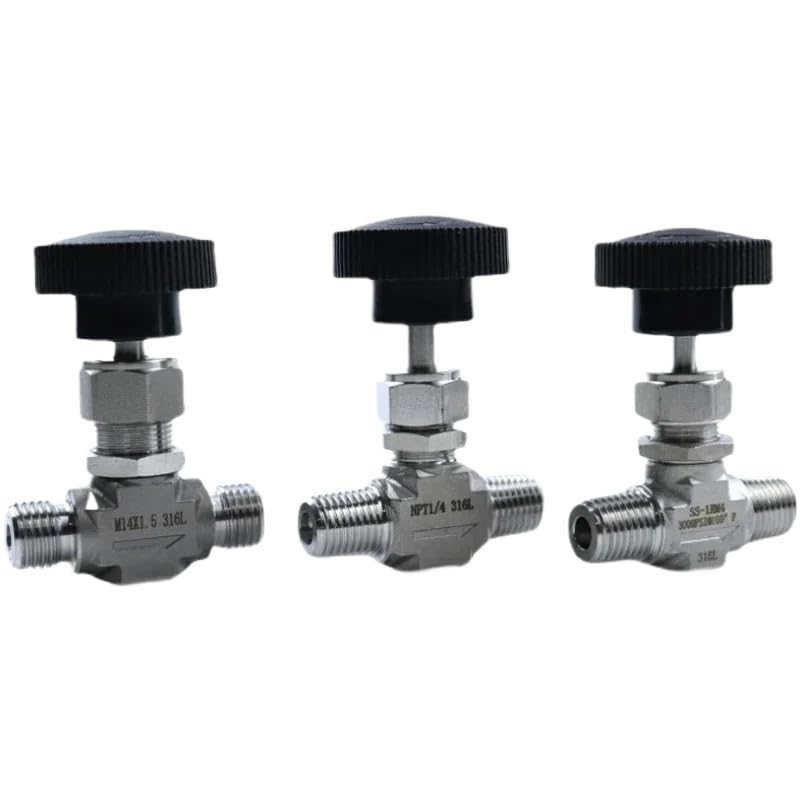 Vanne papillon à aiguille coudée inox 316L Elbow NPT 1/4 pour régulation fluide
