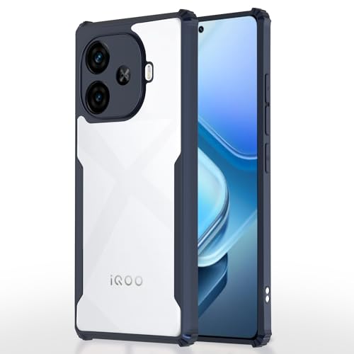 Image of Pikkme Vivo Y200 GT 5G Back Cover | Crystal Clear Transparent Back | Ultra Hyrbid | Full Camera Protection | Raised Edge | Bumper Back Case (Blue)