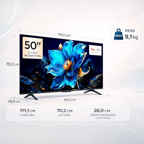 Smart TV TCL 50 Polegadas QLED 4K P7K WiFi Bluetooth Google TV HDR10+ Dolby Atmos Dolby Vision 50P7K - Imagem 7