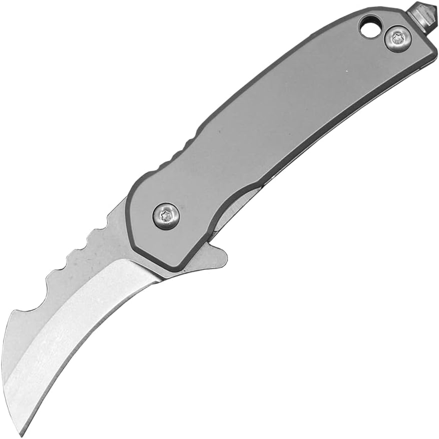 allvin R6703 Small Karambit Claw Flipper Folding Knife D2 Stone Wash Blade TC4 Titanium Alloy Handle Outdoor EDC Pocket Knives With Repair Tool