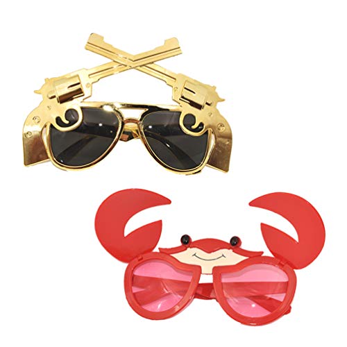 Amosfun Funny Party Eyeglasses Crab Glasses Gun glasses Masquerade Halloween Party Accessories 2 Pcs