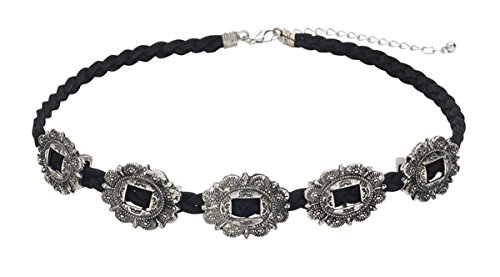 Sterling Forever - Antique Silver Plated Charm on Braided Black Suede Choker
