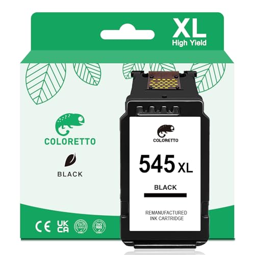 COLORETTO 545XL Negro Tinta para Canon PG 545XL Compatible con pixma MG2556S TS3150 TS3350 TS3151 TS205 TS305 MG2550s MG2550 MG2950 MG2540 MG MG3052 TR4551 TR4550 MX495 Cartuchos 545 XL Negro