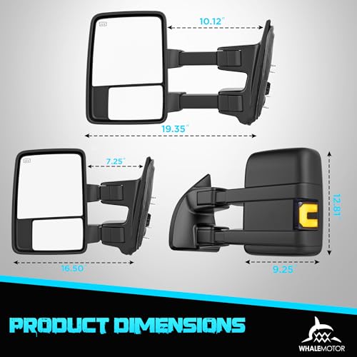 Image of Switchback Signal Heated Tow Mirrors Compatible with Ford Super Duty(2003-2007) and Excursion(2001-2005), Extended Trailer Towing Side Mirrors w /SEQ Turning Lights for F250 F350, Smoked Lens
