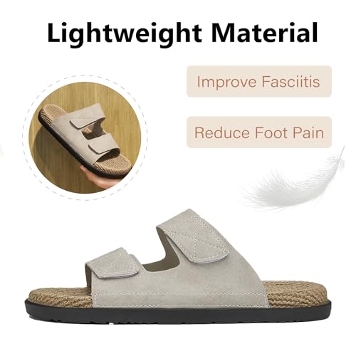 Asifn Men's Cork Insoles Sandals Open-Toe Adjustable Casual Slippers Lightweight Comfortable Flat Shoes4