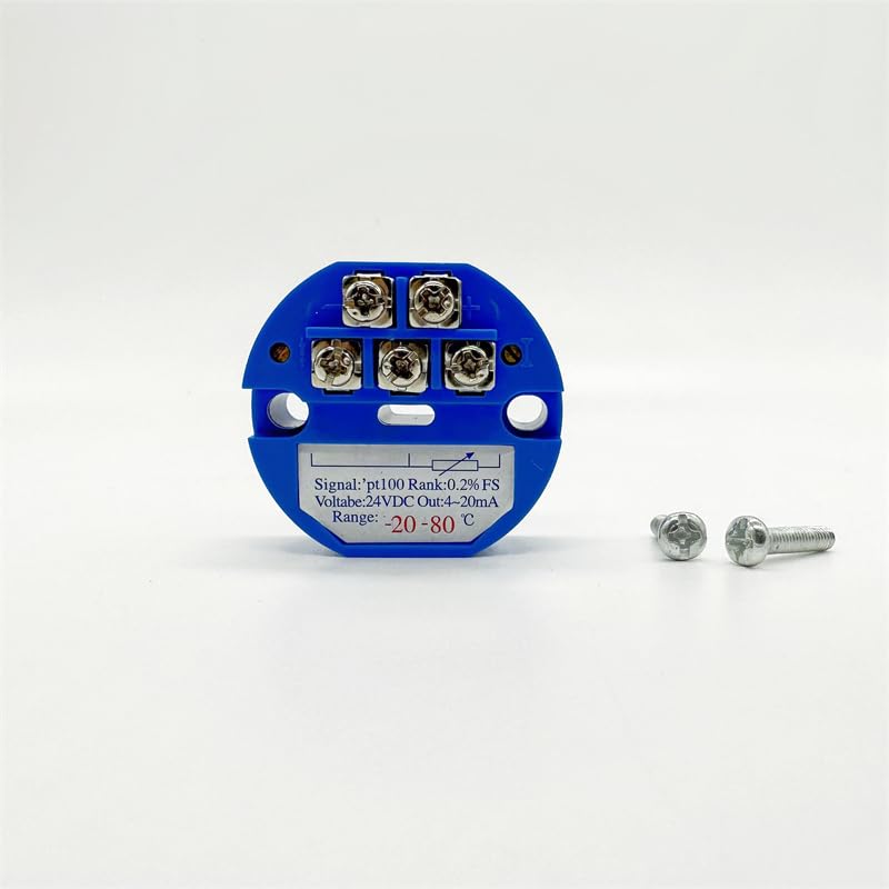 SHINING YUGUAN Temperature Transmitter, PT100 RTD, 24VDC, 4-20mA Output, -20 to 80°C Range