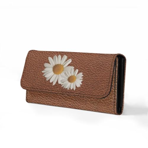 Image of AFPANQZ Daisy Print Large Capacity Women Purse Portable Handbag Purses, Womens Card Purse with Zipper Multifunctional Handbags RFID Blocking Checkbook Wallet