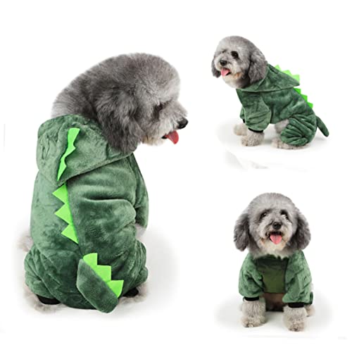 Disfraz para perro Dinosaurio talla L tela cálida miniatura 3
