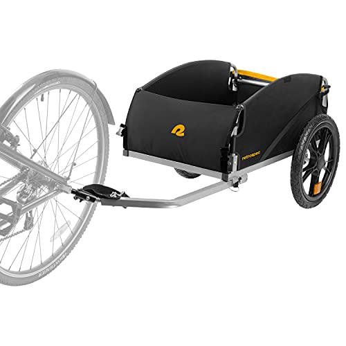 Image of Retrospec Rover Hauler Bike Cargo Trailer - Foldable Frame with Weather-Resistant Fabric & 80lb Capacity - Universal Bike Trailer for 20-29in Wheels - Includes Safety Flag & D-Ring Anchors