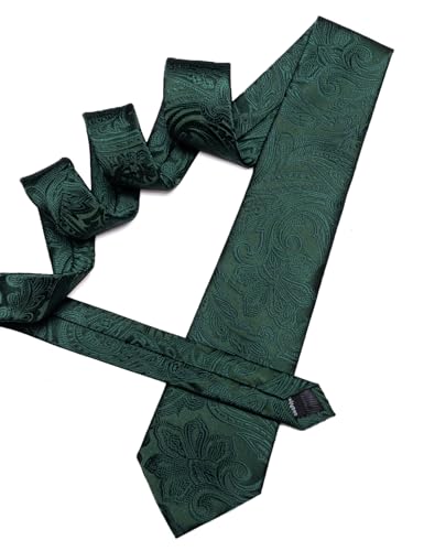 Image of Barry.Wang Men Tie Set Paisley Silk Necktie Pocket Square Cufflinks Formal Wedding Business Party