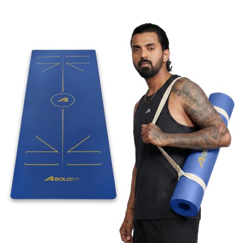 Boldfit Yoga Mat for Women & Men TPE Alignment 6mm thickness Non Slip Classic Pro Exercise Mat for Home Workout Pilates Floor Exercises Gymnastics Med