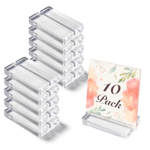 OUTNEE Acrylic Place Card Holder - 3" Clear Table Number Holders, Acrylic Stands for Display Wedding Business Sign Menu Name Meeting Photo, 10 Pack