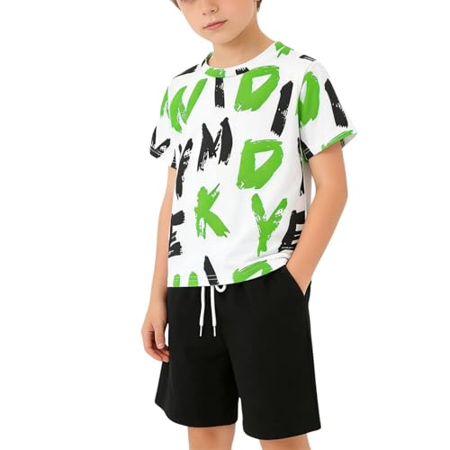 Image of Size 6-12 Years Boys Summer Fall Outfits Set 2PCS Short Sleeve T-Shirt & Shorts Sets Teen Fashion Clothing Sets