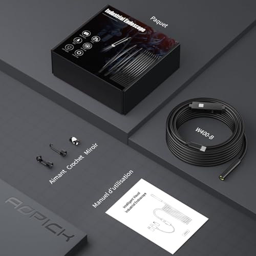 Endoskopkamera mit Licht 10m, AOPICK 1920 HD Endoskop-Kamera Handy mit 8 LED Licht, Kein WLAN Erforderlich Inspektionskamera Wasserdichtes Ip67 Kanal-Kamera für Android & iOS, Tablet (32.8 ft/10m)