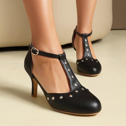 Image of ForeMode Fashion Women T-Strap High Heels Bow Platform Round Toe Pumps Leather Summer Sweet Shoes